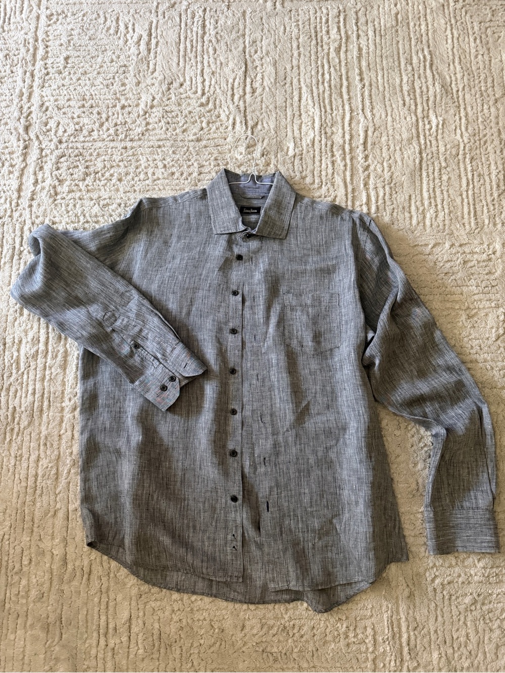 Neiman Marcus Men's Long-Sleeve Button-Up Shirt - Gray